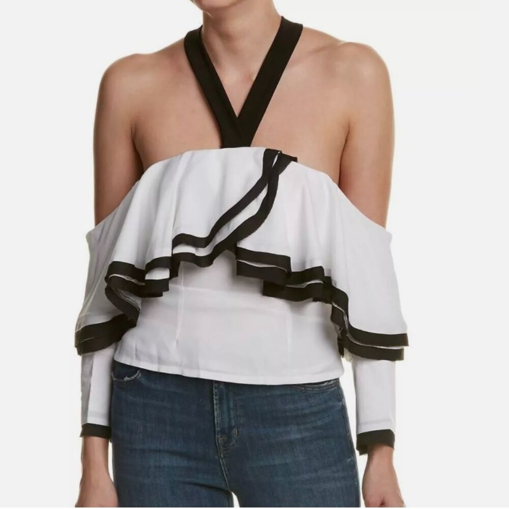 NWT Bardot's Ivory Women's Off shoulder Ruffle Party top ,Australia Sz 4 Euro 36